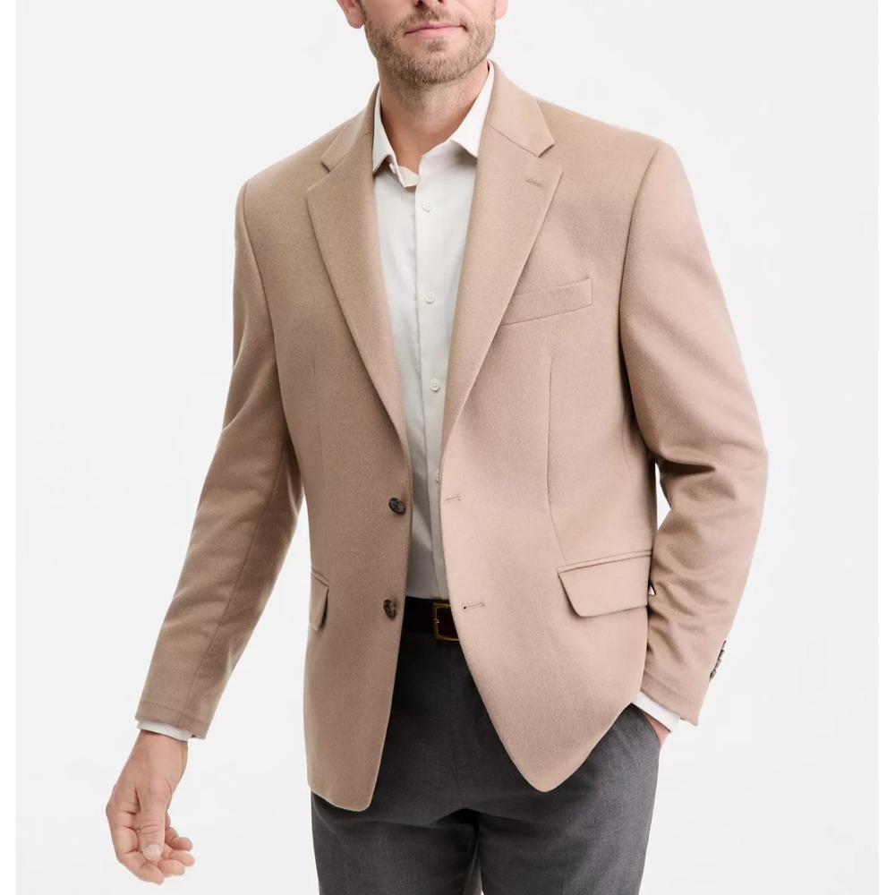 Michael Kors Men's Wool Silk Cashmere Blend Classic-Fit SportCoat 44L Tan Camel